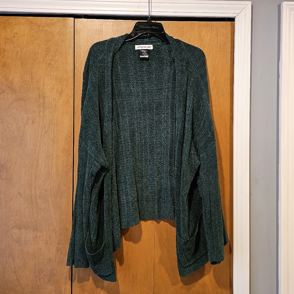 Cotton emporium 2x green cardigan